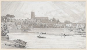 Byen Beccles sett fra broen, Suffolk av John Sell Cotman