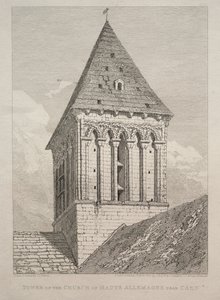 Tårnet til kirken Haute Allemagne nær Caen. av John Sell Cotman