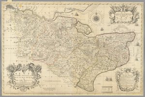 Kent, faktisk kartlagt og avgrenset av John Seller, ca. 1680 (gravering)