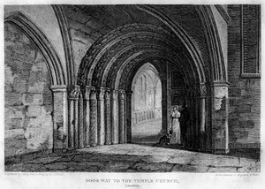 Døråpning til Temple Church, London, 1815.