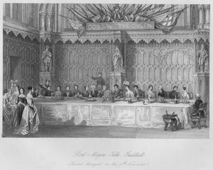 Lord Mayors Table, Guildhall. Stor bankett den 9. november c1841