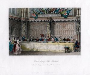 Lord Mayors-bordet, storslått bankett, Guildhall, City of London, 1800-tallet.