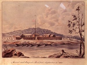 Ankomst og opphold på Rockfort, 1821 (wc på papir)