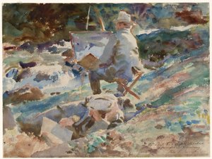 En kunstner ved staffeli sitt av John Singer Sargent