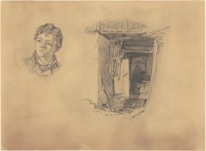 Head of a Boy, and the Entrance to a Shack, 1871. av John Singer Sargent