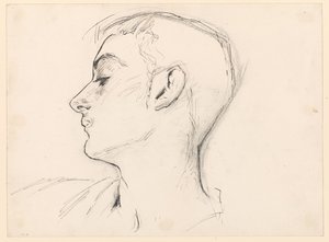 Hode av en ung mann (Albert de Belleroche) i profil av John Singer Sargent