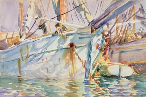 I en Levantine Port (wc på papir) av John Singer Sargent