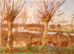 Landskap med trær, Calcot-on-the-Thames, ca. 1888 (olje på lerret) av John Singer Sargent
