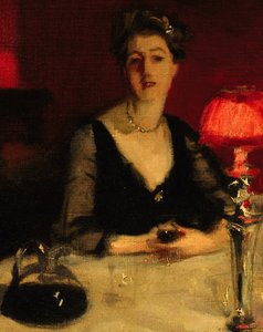 The Glass of Port: detalj av Edith Vickers av John Singer Sargent