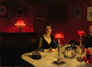 Portglasset (Et middagsbord om natten) av John Singer Sargent