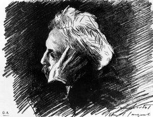 Portrett av Gabriel Fauré (1845 - 1924), fransk komponist. Kull av vennen John Singer Sargent (1898). av John Singer Sargent