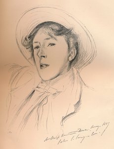 Portrettskisse av Miss Violet Paget Vernon Lee, c1881 av John Singer Sargent