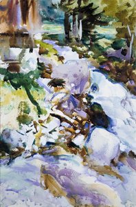 Rushing Brook, ca. 1904-11 (wc, gouache og grafitt på off-white vevd papir) av John Singer Sargent