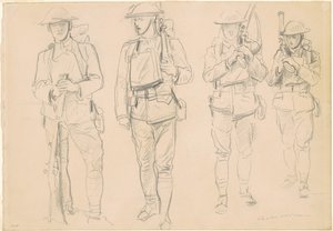 Studies for Entering the War [recto], 1918. av John Singer Sargent