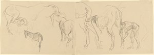Studies for Shoeing Calvary Horses at the Front [recto], 1918. av John Singer Sargent