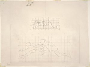 Studier for to klassiske mannsfigurer som hopper, 1919-1920. av John Singer Sargent