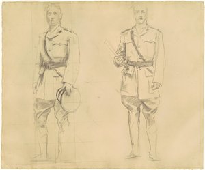 Studier av generalene Plumer og Haig for generaloffiserer fra første verdenskrig [recto], 1920-1922. av John Singer Sargent
