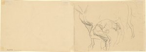Studie for skoing av Calvary-hester på forsiden [verso], 1918. av John Singer Sargent