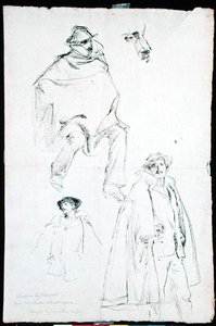 Studie for en venetiansk gatescene (blekk på papir) av John Singer Sargent