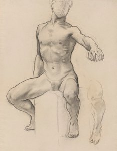 Studie av Perseus for Perseus på Pegasus Slaying Medusa, veggmaleri, Stairway, Museum of Fine Arts, Boston [?] av John Singer Sargent