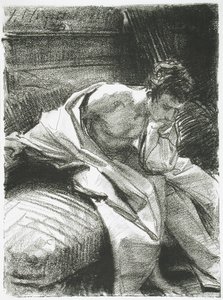 Studie av en sittende ung mann av John Singer Sargent