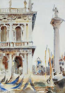 The Corner of the Libreria, med St. Theodore-søylen, Venezia, 1904 av John Singer Sargent