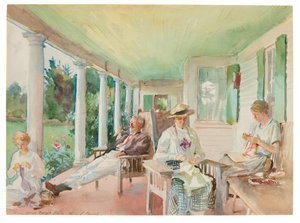 Piazzaen; På verandaen, ca. 1921–22 (akvarell og kull på papir) av John Singer Sargent