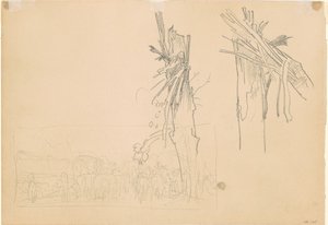 To knuste trær; og studere for "The Road" [verso] av John Singer Sargent
