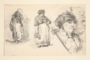To stående figurer og ett hode av John Singer Sargent