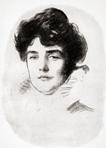 Jeanette Jennie Jerome, Lady Randolph Churchill og mor til Sir Winston Churchill, fra A Roving Commission av Winston S. Churchill pub. av Scribners, 1930 av John Singer after Sargent