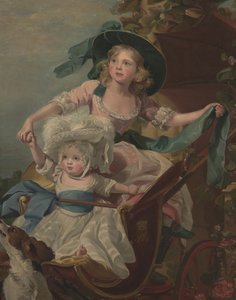 To prinsesser, Sophia og Amelia, hans majestets døtre, kong George III, ca. 1785 (olje på lerret)