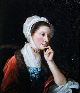 Portrett av en dame (olje på panel) av John Singleton (attr. to) Copley