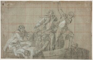 Rescue Group, 177778 (svart kritt forsterket med hvitt på papir) av John Singleton Copley