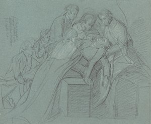 Studie for sentralgruppen i "Death of Earl of Chatham" av John Singleton Copley