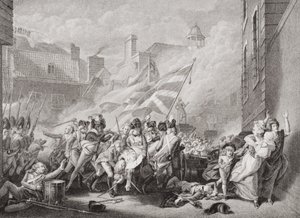 Major Peirsons død ved St. Helier, som tok Jersey tilbake fra franskmennene, 8. januar 1781, fra "Illustrasjoner av engelsk og skotsk historie" bind II av John Singleton Copley