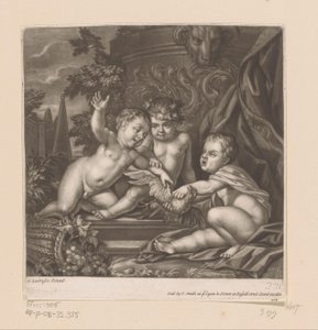 Tre amoriner med en fugl av attributed to John Smith