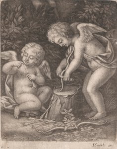 Cupids prøver ut en bue av John Smith