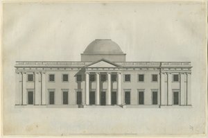 Chillington Hall: penn- og vasketegning, nd [1780-tallet] (tegning) av John Soane