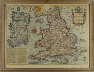 Kart som viser invasjonene av England og Irland Med al [sic] deres borgerkriger siden erobringen, ca. 1627 (håndfarget gravering)