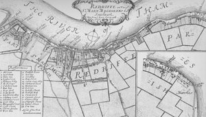 A Plan of Rotherhithe, 1755, 1912. Kunstnere: Ukjent, John Stow. av John Stow