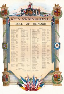 John Swain & Son Ltd. Roll of Honour, 1917