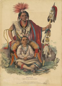 Keokuk, Chief of the Sacs and Foxes, 1838 (håndfarget litografi på vevd papir)
