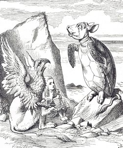 Alice, Mock Turtle and the Gryphon fra Alice
