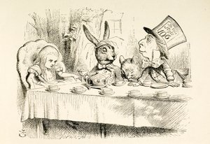 Alice på den gale hattemakerens teselskap. av John Tenniel