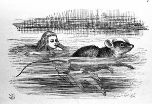 Alice i Eventyrland av Lewis Carroll (E. Dodgson). Illustrasjon av den første utgaven av Tenniel av John Tenniel
