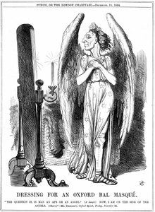 Benjamin Disraeli (1804–81) britisk konservativ statsmann. 'Nå er jeg på englenes side'. John Tenniel tegneserie fra Punch, London av John Tenniel
