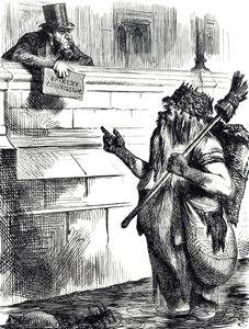 Tegneserie som kommenterer det skitne i Themsen og etterforskningen av bestikkelser under valgene i Great Yarmouth, Reigate og Lancaster av John Tenniel