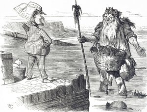 Tegneserie som kommenterer forurensningen av Themsen i London av John Tenniel