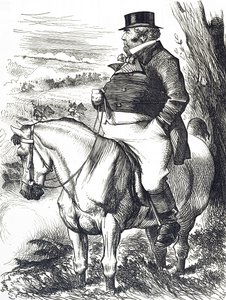 Tegneserie som viser John Bull som ser på høstmanøvrer av John Tenniel
