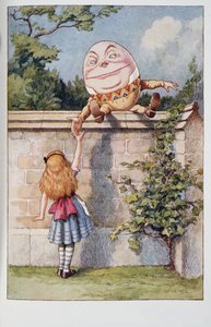 Humpty Dumpty, fra Alices Adventures In Wonderland And Through The Looking-Glass And What Alice Found There, av Lewis Carroll (1832 - 98), utgitt 1911 (farget litografi)
